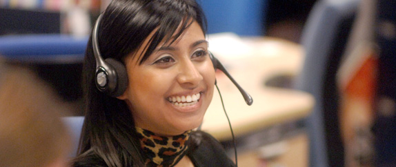 Woman in call centre