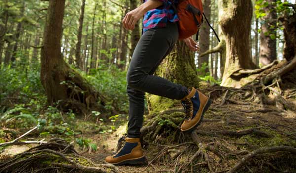 Person hiking in wood