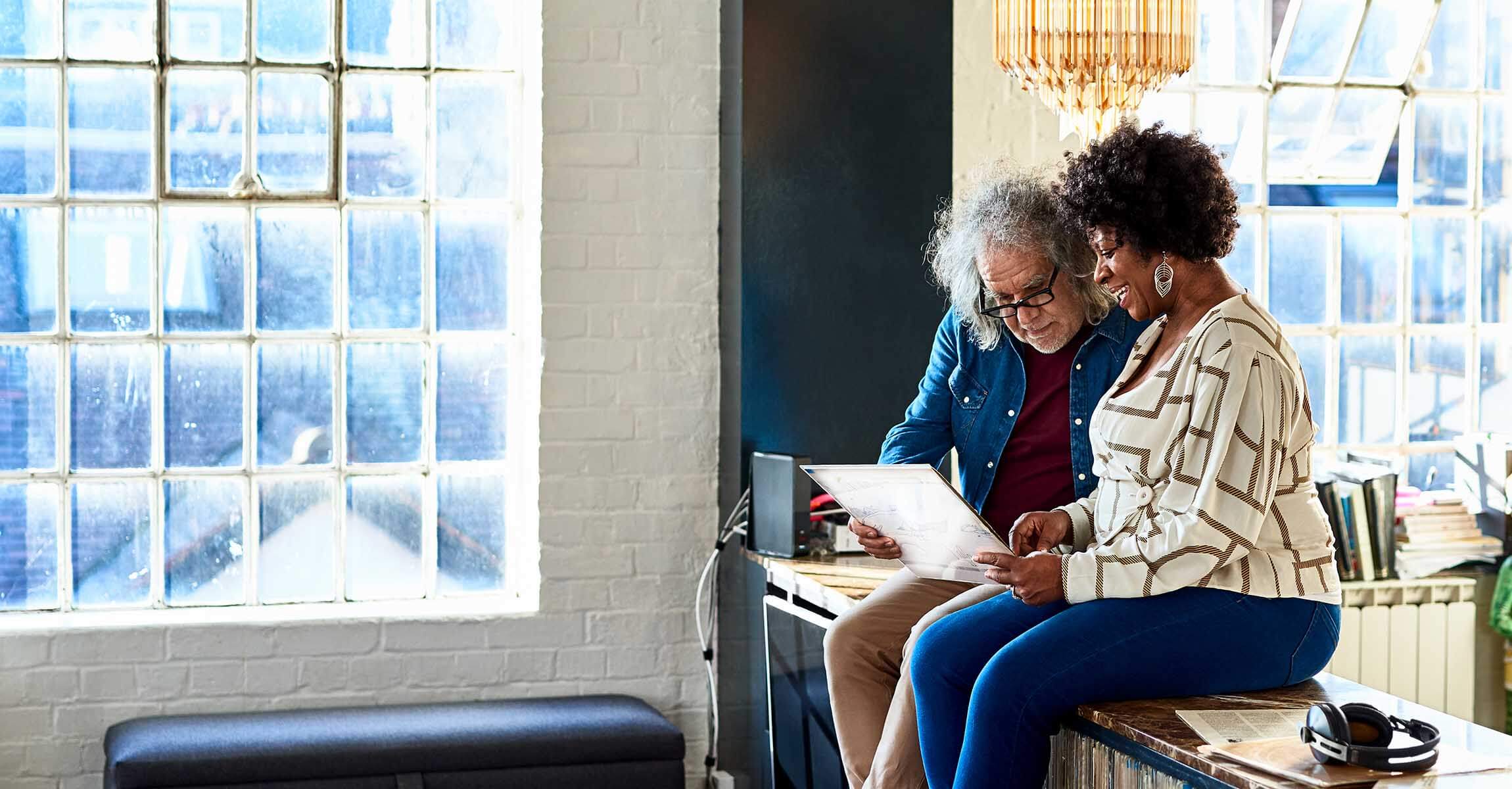 Couple looking at papers