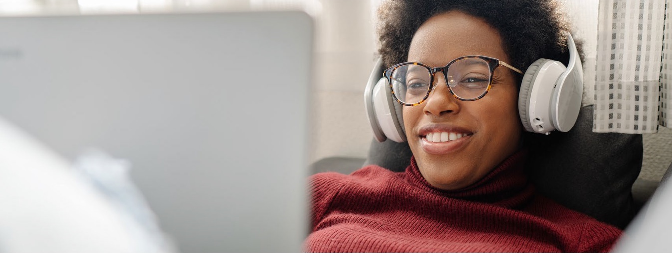 Woman in headphones