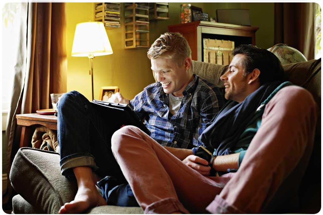 Couple relaxing on sofa