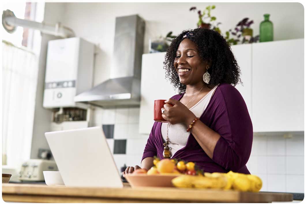 Woman smiling in kitchen