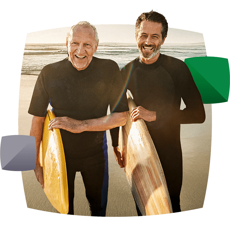 Father and son ready to go surfing